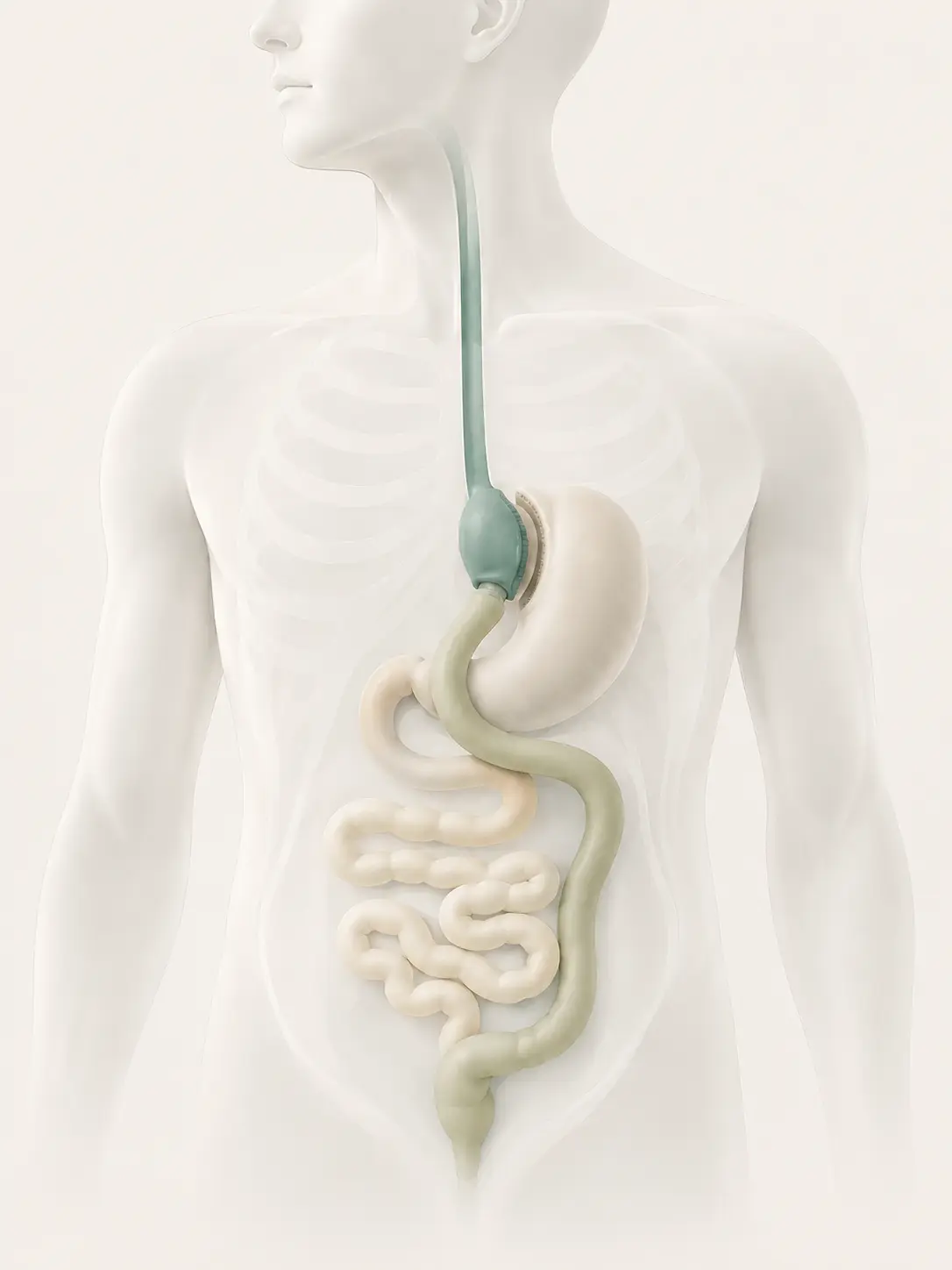 Ilustração do estômago após procedimento de cirurgia bariátrica